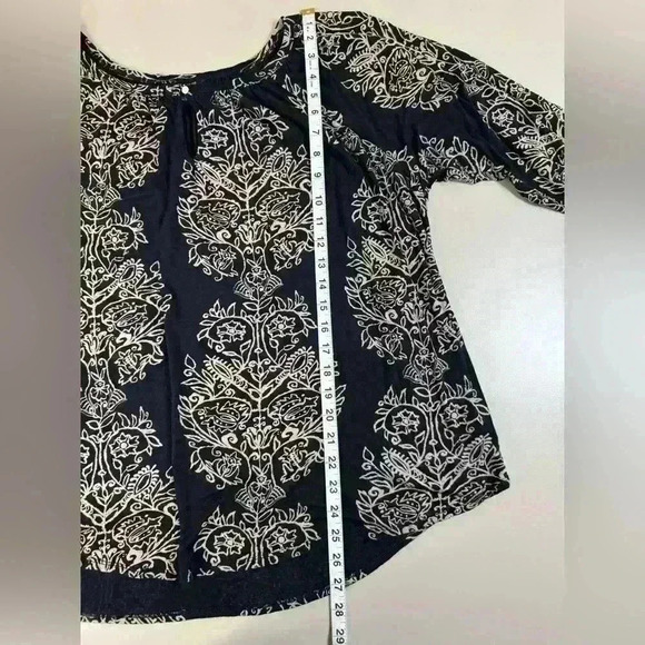LUCKY BRAND BLOUSE WOMEN'S SIZE 1X SOFT VISCOSE  3/4 SLEEVE Paisley Black Tan - Picture 8 of 13
